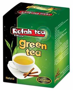 چای سبز رفاه لاهیجان با طعم دارچین مقدار 210 گرم