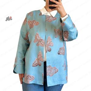 تک کت ژاکارد طرح پروانه آبی