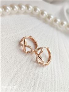 گوشواره حلقه ای زنانه مارک ژوپینگ طرح بی نهایت استیل رنگ ثابت نگین دار ضد حساسیت کیفیت عالی آبکاری طلا کد 1615582 