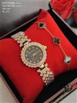ست ساعت و دستبند زنانه نگین دار رنگ طلایی کیفیت عالی رنگ ثابت کد 1815379