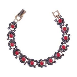 دستبند مارگازیت طلاروس گل شیپوری نگین قرمز کد JW508.6