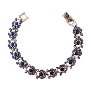 دستبند طلاروس مارگازیت گل شیپوری نگین مشکی کد JW508.10