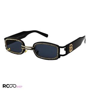 عینک آفتابی پیرسینگ دار، با فریم مستطیلی شکل، نگین مشکی رنگ جنتل مانستر مدل GW003 
