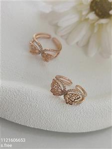 انگشتر زنانه مارک ژوپینگ طرح پروانه نگین دار استیل رنگ ثابت ضد حساسیت آبکاری طلا کیفیت عالی کد 2015532