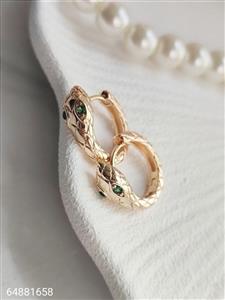 گوشواره حلقه ای زنانه مارک ژوپینگ استیل نگین دار طرح مار رنگ ثابت ضد حساسیت آبکاری طلا کیفیت عالی کد 1615566 