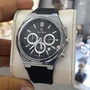 ساعت مردانه واتسون بند رابر مشکی صفحه مشکی w1146