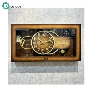 ساعت دیواری آرتا Arta کد 1096، ساعت دیواری چهارگوش چوبی سایز 80x43 سانت با متریال MDF، دارای موتور آرامگرد، ساعت دیواری با اعداد رومی، رنگ قهوه ای