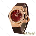 ساعت هابلوت زنانه دورنگین قاب رزگلد زرشکی Hublot-5456-L