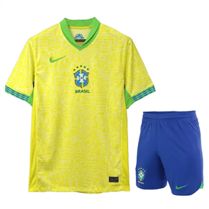 کیت اول برزیل 2024 ست پیراهن و شورت با لوگوی دوختی و تایلندی