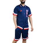 ست تیشرت و شلوارک بیسبالی مردانه نایک مدل USA-Dri fit-2B1851 آبی