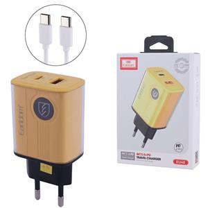 شارژر دیواری فست شارژ Earldom ES-EU40 2Port QC3.0 PD 3A 20Wکابل آیفونی