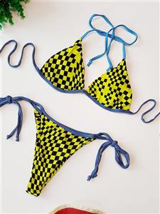 لباس شنا مایو زنانه طرح شطرنجی دو تکه مارک شین ( shein )  کد sat050