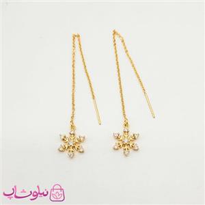 گوشواره بخیه ای YSX طرح برف طلایی کد 891