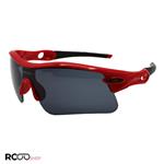 عینک ورزشی اوکلی Oakley نیم فریم و قرمز رنگ با عدسی دودی تیره مدل 9164