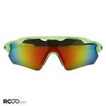 عینک آفتابی ورزشی اوکلی Oakley نیم فریم و سبز و لنز آینه ای چند رنگ مدل KL9208