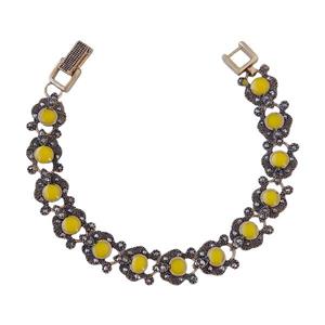 دستبند مارگازیت طلاروس گل شیپوری نگین زرد کد JW508.5