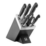 سرویس چاقو ۷ پارچه زولینگ مدل فور استار با استند خود تیز شونده zwilling sharp block four star black