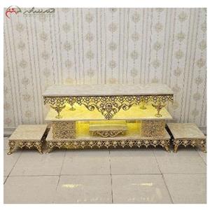 میز تلویزیون مدل آفتاب گردان با بدنه ی برنزی به همراه دو عدد جا باندی، با ضمانت