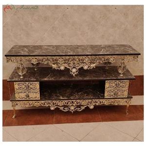 میز تلویزیون برنزی دو طبقه ی پایه دار طرح فرشته و گل سرخ با رنگ با کیفیت 