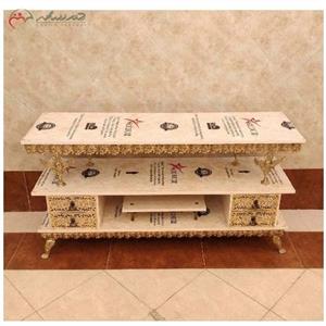 میز تلویزیون برنزی با طراحی شیک و ساده و بسیار کاربردی 