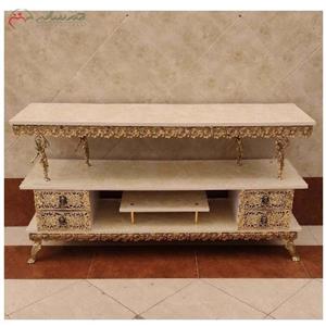 میز تلویزیون تمام برنزی طراحی شیک و ساده و پایه های طرح فرشته کیفیت بی نظیر با ضمانت