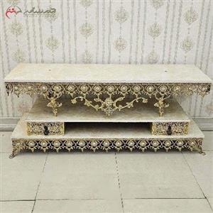 میز تلویزیون برنزی طراحی شیک و آنتیک مدل آفتابگردان با کیفیت 