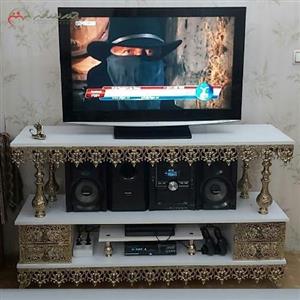 میز تلویزیون تسمه جدید مدل چهار کشو و بدنه برنزی رویه ام دی اف