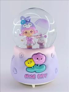 گوی موزیکال دخترانه فانتزی پمپی و چراغ دار _ یک هدیه زیبا و ماندگار