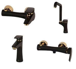 ست مشکی طلایی شیرآلات (توالت)آرتین مدل سارا