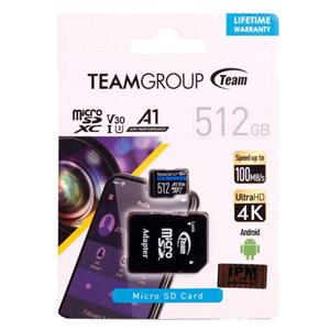 رم میکرو ۵۱۲ گیگ تیم گروپ TeamGroup Elite A1 V30 U3 C10 100MB/sخشاب