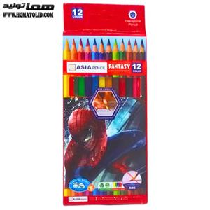 مداد رنگی 12 رنگ آسیا مدل Spiderman