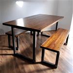 میز و صندلی ناهارخوری 6 نفره با چوب طبیعی مدل ترموود C27 (چوبی آهنی،آهن و چوب،چوب و آهن،آهنی چوبی،روستیک)