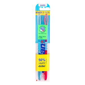 مسواک جردن Jordan مدل Target Teeth  Gums با برس سخت - بسته 2 عددی 