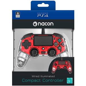 دسته NACON برای PS4 سری جدید Wired Compact کریستالی قرمز Illuminated Controller Crystal Red 