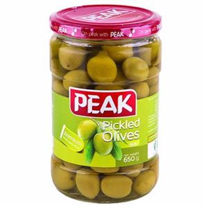 زیتون سبز ویژه 650 گرم شیشه پیک Peak Premium Pickled Olive gr 