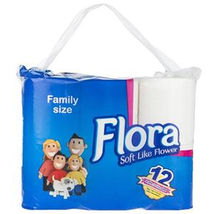 دستمال توالت فلورا مدل Family Size بسته 12 عددی Flora Family Size Toilet Paper 12pcs