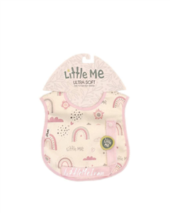 پیشبند نوزادی به همراه بند پستانک little me طرح رنگین کمان