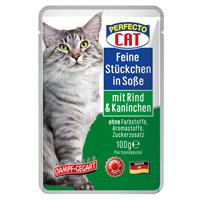 پوچ گربه گوشت بیف و خرگوش پرفکتو کتPerfecto Cat Feine Stückchen in Soße mit Rind & Kaninchen 100g
