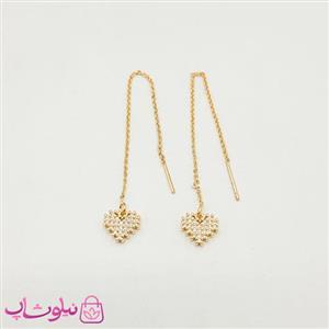 گوشواره بخیه ای YSX قلب طلایی نگیندار کد 891