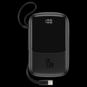 پاوربانک باسئوس مدل PPQD-A01 ظرفیت ۱۰۰۰۰ میلی‌آمپری ۱۵W همراه با کابل Type-C مشکی