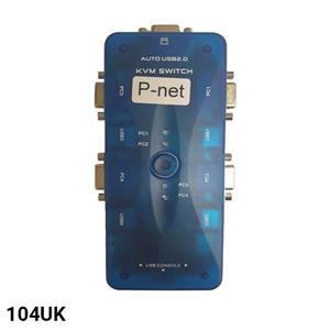 سوئیچ 4 پورت KVM پی نت 104UK به همراه 4 عدد کابل