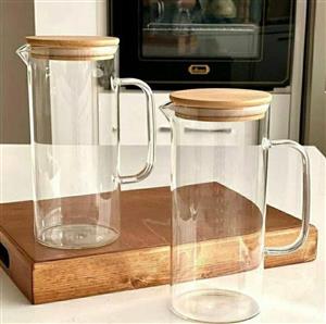 پارچ پیرکس درب بامبو سایز 1لیترو1/5لیتر