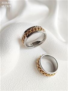 انگشتر استیل رینگی دو رنگ سیلور و طلایی کیفیت عالی رنگ ثابت کد 2015565