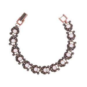 دستبند مارگازیت گل شیپوری مسی نگین سفید کد JW508.3