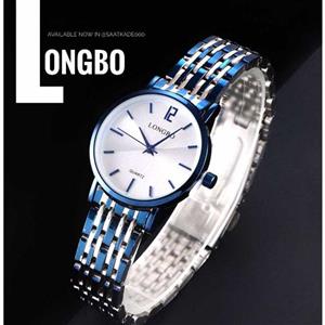 ساعت مچی زنانه استیل دیپلمات لانگبو longbo صفحه نمایش سفید بند آبی کد1887 