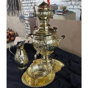 سرویس سماور زغالی 6 لیتری برنجی قلمزنی هنردست