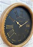 ساعت دیواری پاشا مدل 502 بدنه چوب طبیعی رنگ قهوه ای صفحه مشکی