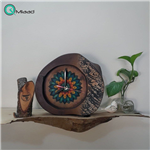 ساعت رومیزی چوبی دست ساز لوتوس مدل 450، ساعت رومیزی با طرحی متفاوت 29.22 سانت ساخته شده با چوب طبیعی افرا، طرح داخل ساعت متغیر، صفحه قهوه ای