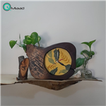ساعت رومیزی چوبی دست ساز لوتوس مدل 350، ساعت رومیزی با طرحی متفاوت 18.20 سانت ساخته شده با چوب طبیعی افرا، طرح داخل ساعت متغیر، صفحه زرد