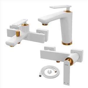 ست شیرآلات کسری مدل آمازون مجمموعه 4 عددی سفید طلایی